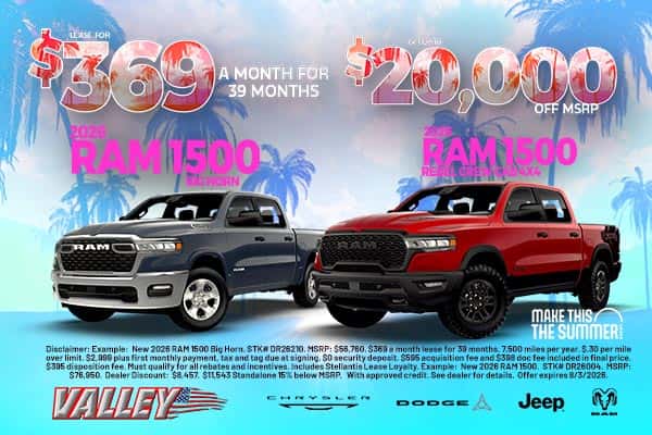 You Choose! 2026 RAM 1500 Big Horn or 2026 RAM 1500 Rebel Crew Cab 4x4