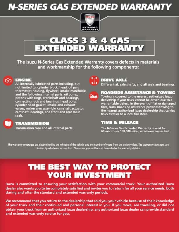 Isuzu Extended Warranty Gas Brochure Cover