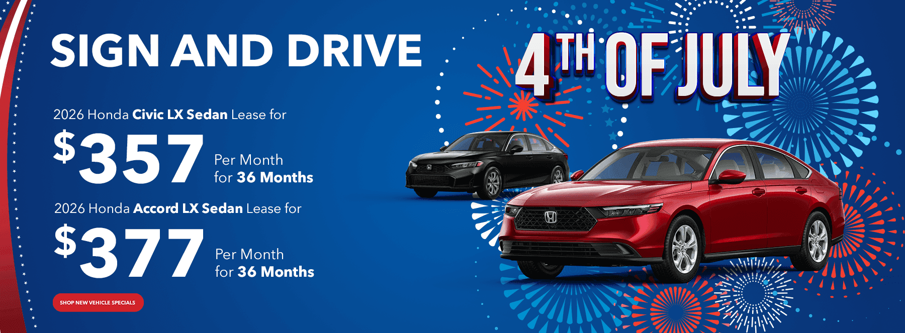 2026 Honda Civic LX Sedan Lease for $357 Per Month for 36 Months 2026 Honda Accord LX Sedan Lease for $377 Per Month for 36 Months