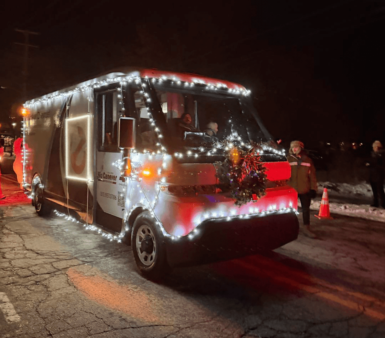 Christmas decorated bus