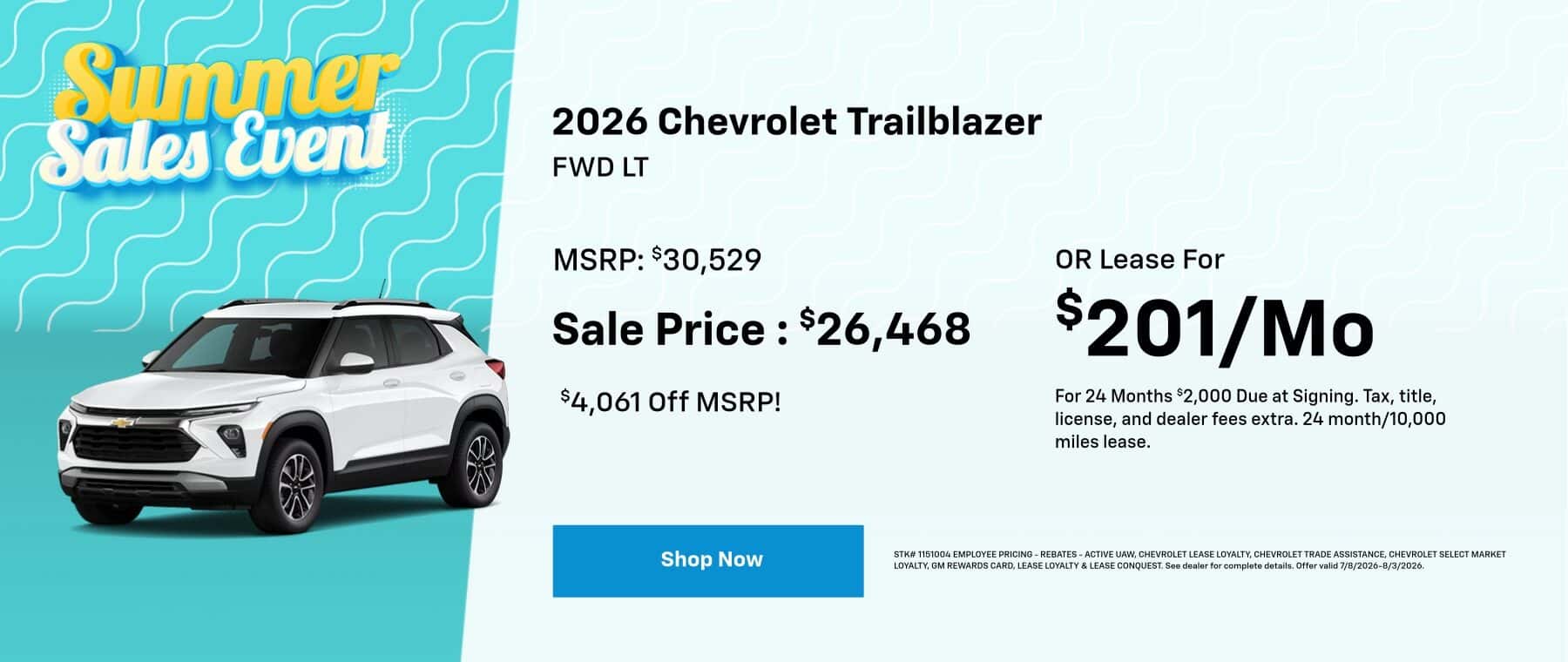 July 2026 Chevy Trailblazer Special