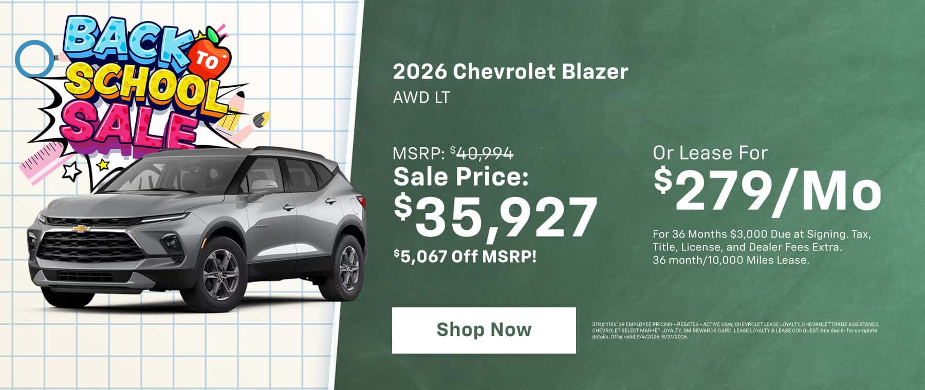 Chevrolet Blazer August Offer