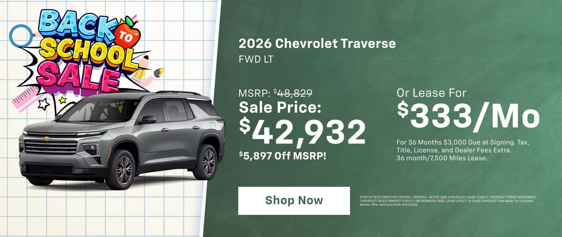 2026 Chevrolet Traverse August Offer