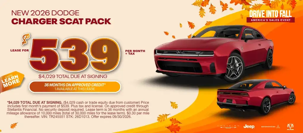 Lease a New Dodge Charger Scat Pack for $539