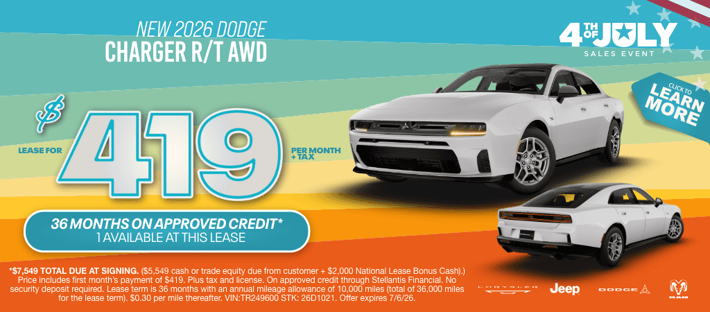 Lease a New Dodge Charger R/T for $419