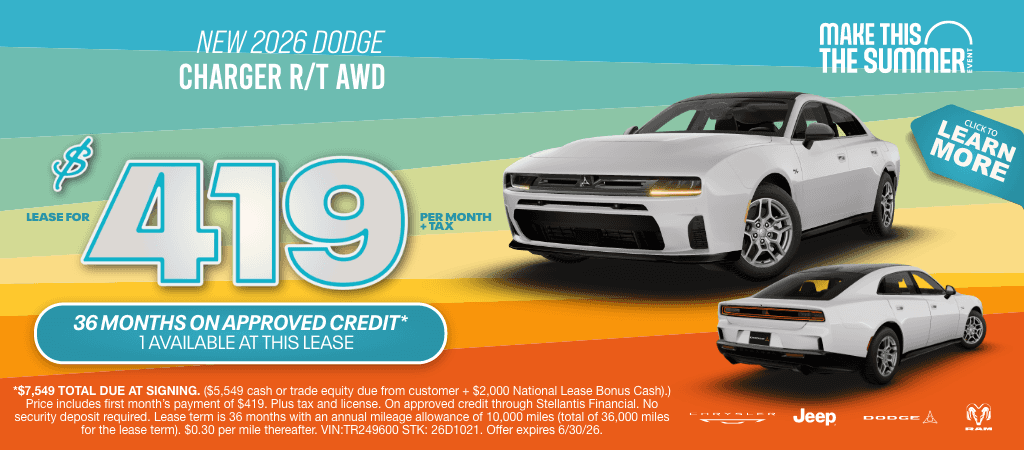 Lease a New Dodge Charger R/T for $419