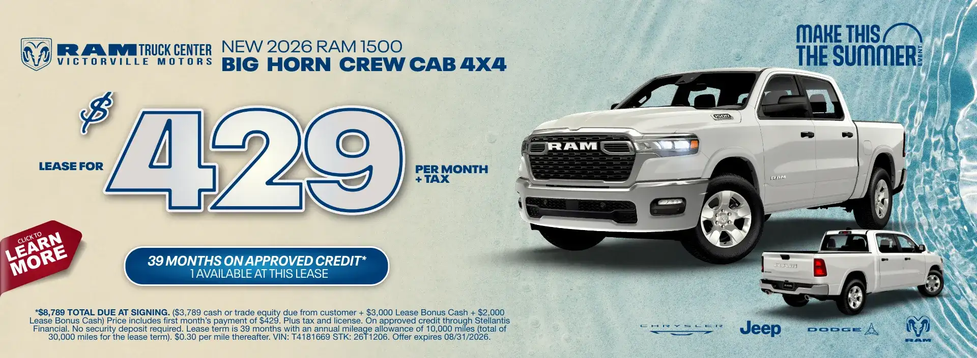 $429 RAM 1500 Big Horn Lease