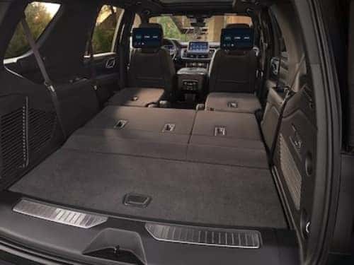 2024 Chevrolet Tahoe view of all rear seats down showing large cargo area