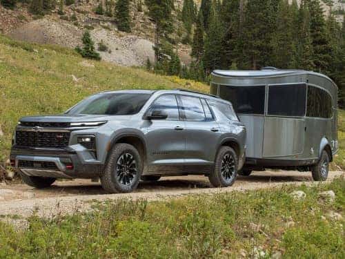 2025 Chevrolet Traverse towing an enclosed trailer