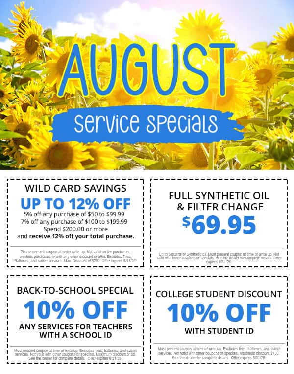 August Service Specials