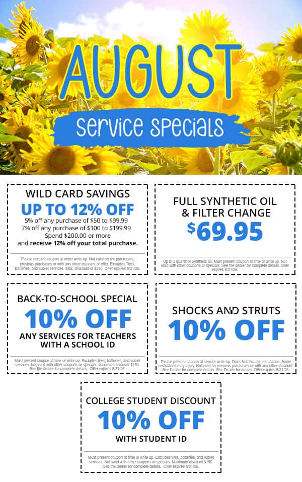 August Service Specials