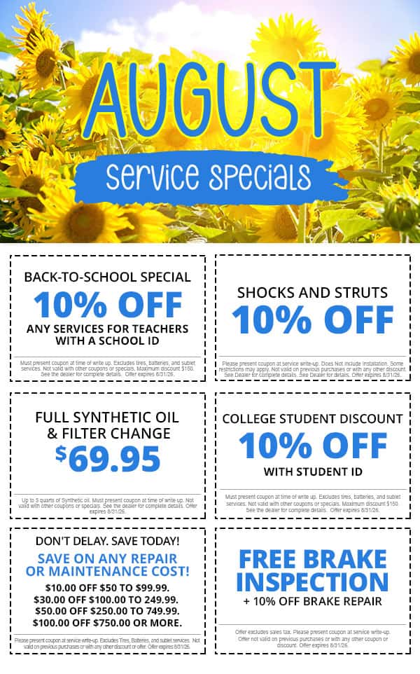 August Service Specials