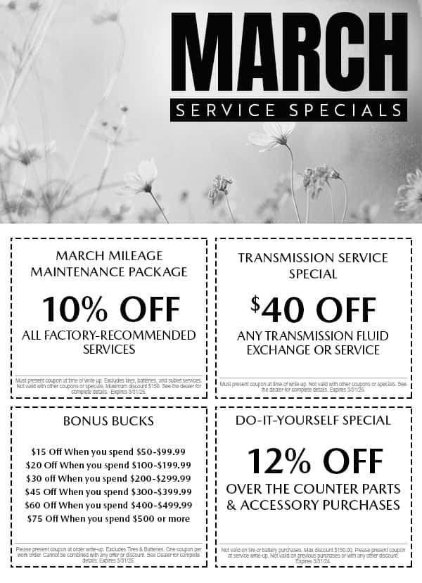 March Service Specials