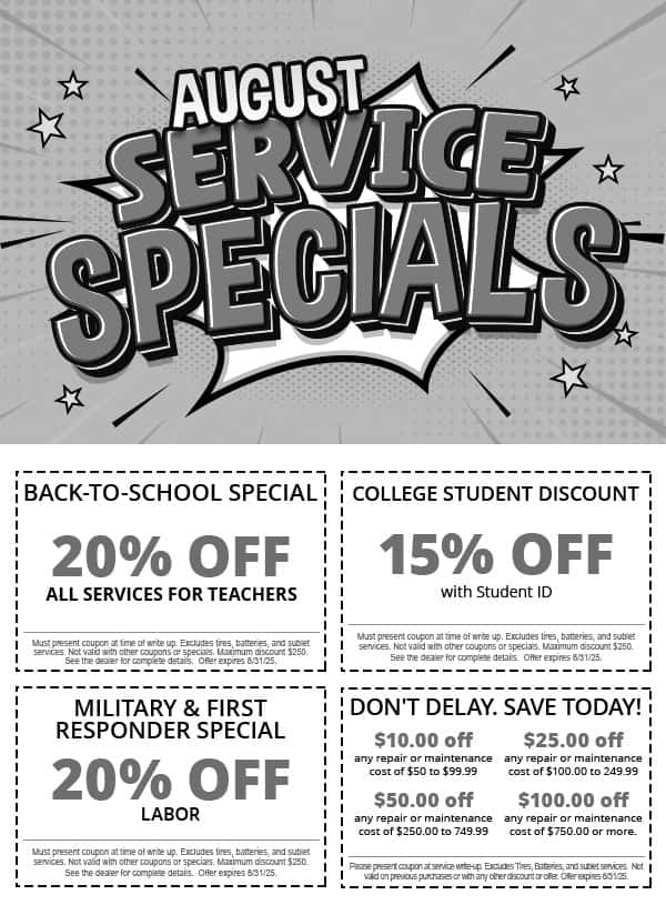 August Service Specials