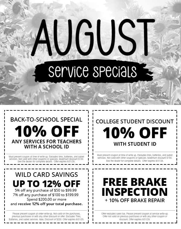August Service Specials