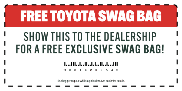 Toyota swag bag coupon