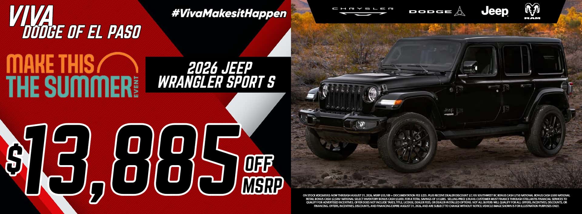 Viva Dodge El Paso August 2026 Wrangler Special