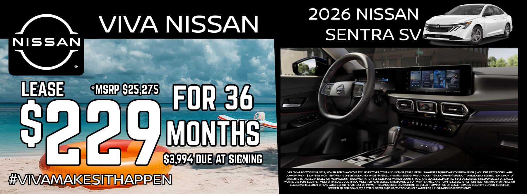 Viva Nissan July 2026 Sentra Special