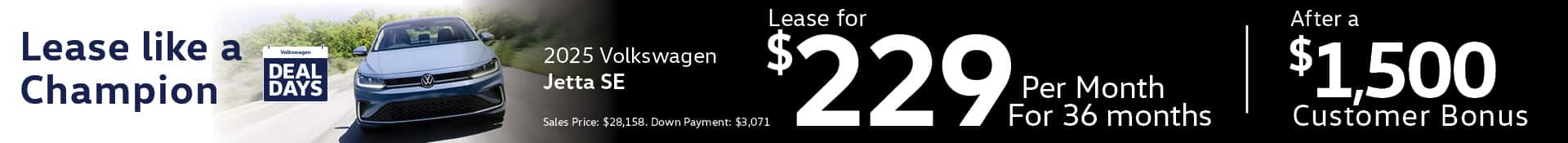 2025 Volkswagen Jetta SE - March Lease Offer – Desktop SRP Banner Final Ad