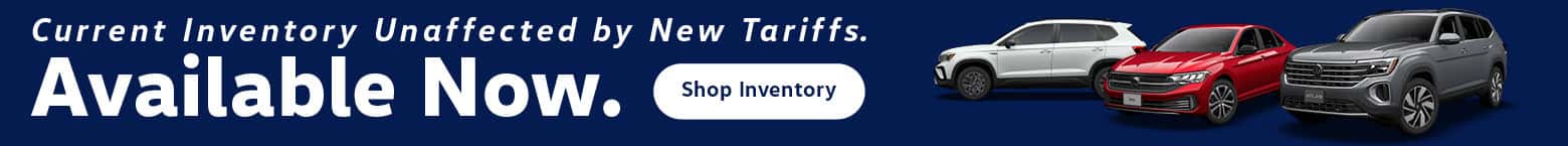 New Vehicles In Stock & Unaffected by Tariffs – Desktop SRP Banner