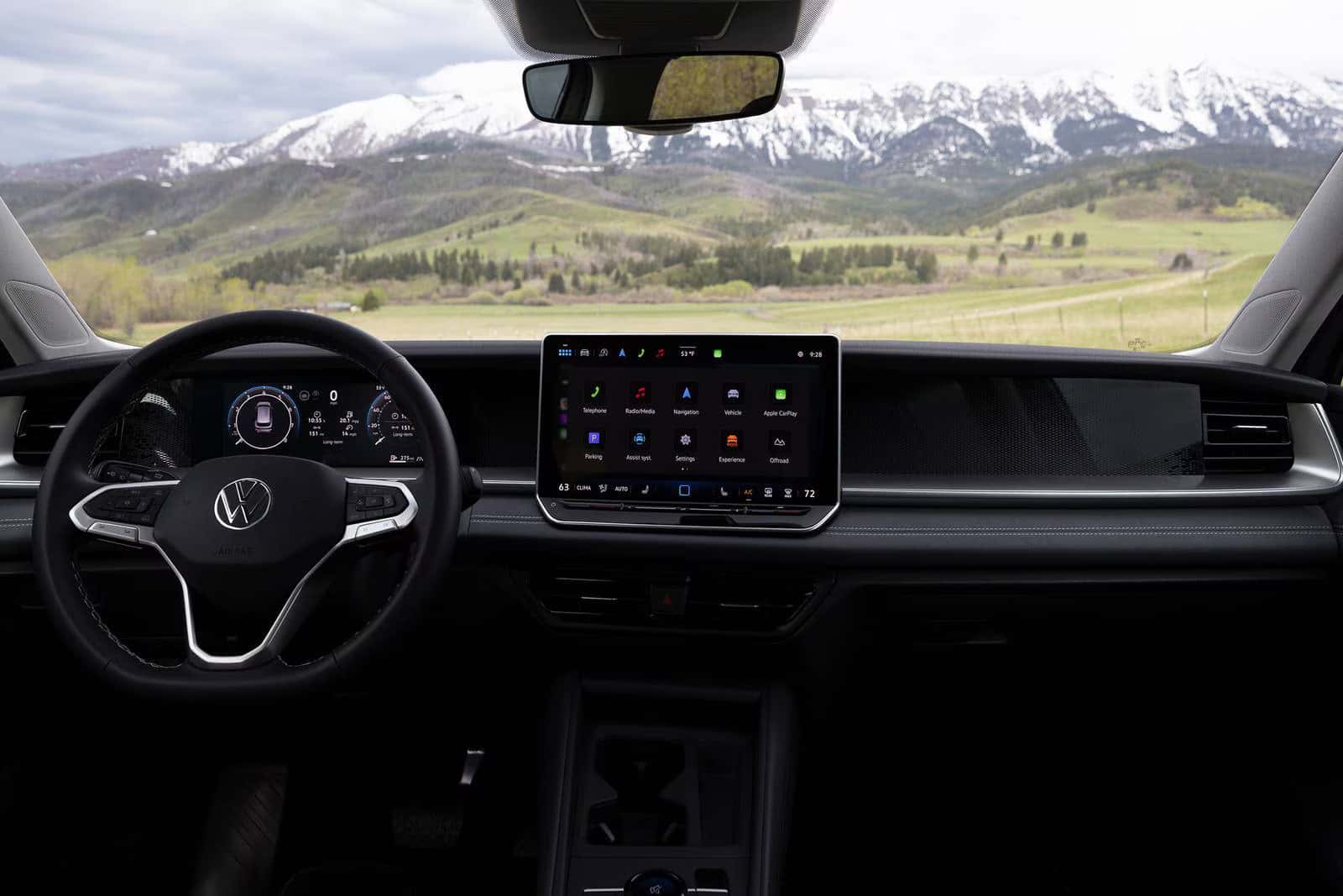 an interior view of the new technology and infotainment system in the 2026 Volkswagen Tiguan