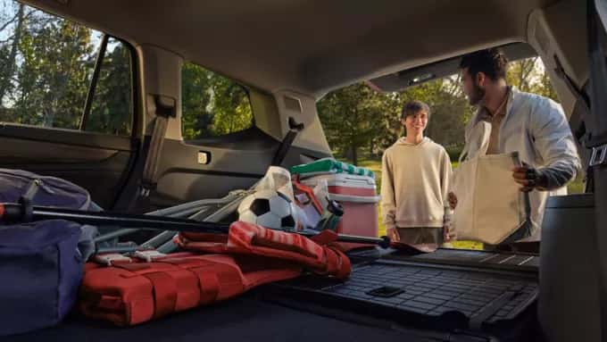 an interior view of the cargo space in the 2026 Volkswagen atlas