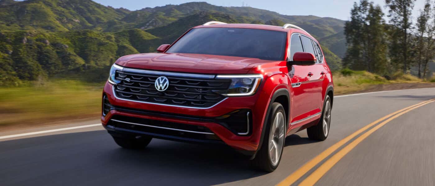 2026 Volkswagen Atlas driving on country road turn