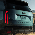 Rear exterior view of 2027 Kia Telluride with cargo area and LED taillights