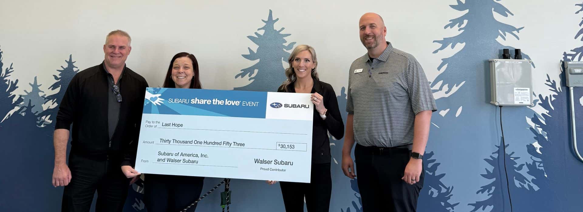 Walser Subaru Burnsville donated $300 for every new Subaru vehicle sold or leased