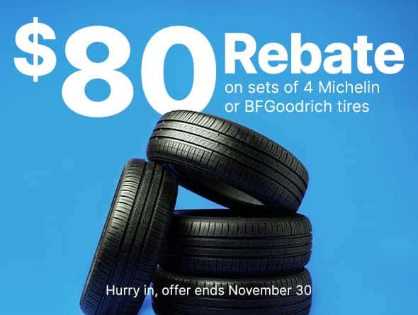 Up to $80 back on a set of 4 tires
