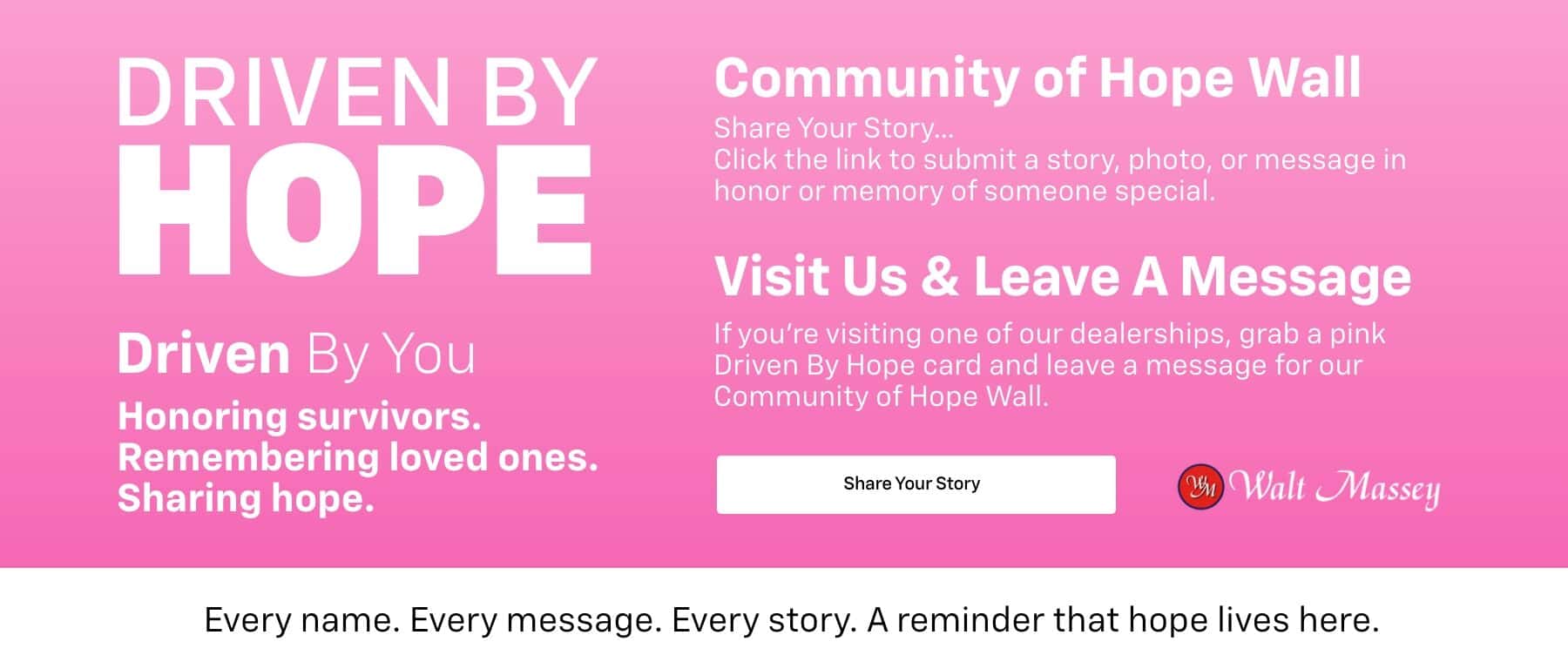 Driven By Hope - Community of Hope Wall. Share your story.