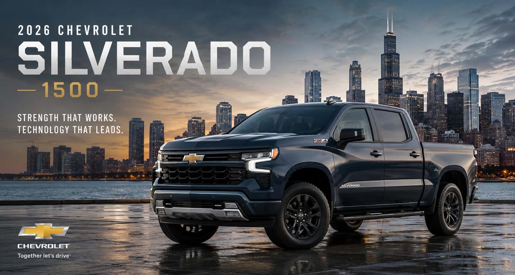 Webb Chevy Silverado 1500 with chicago skyline