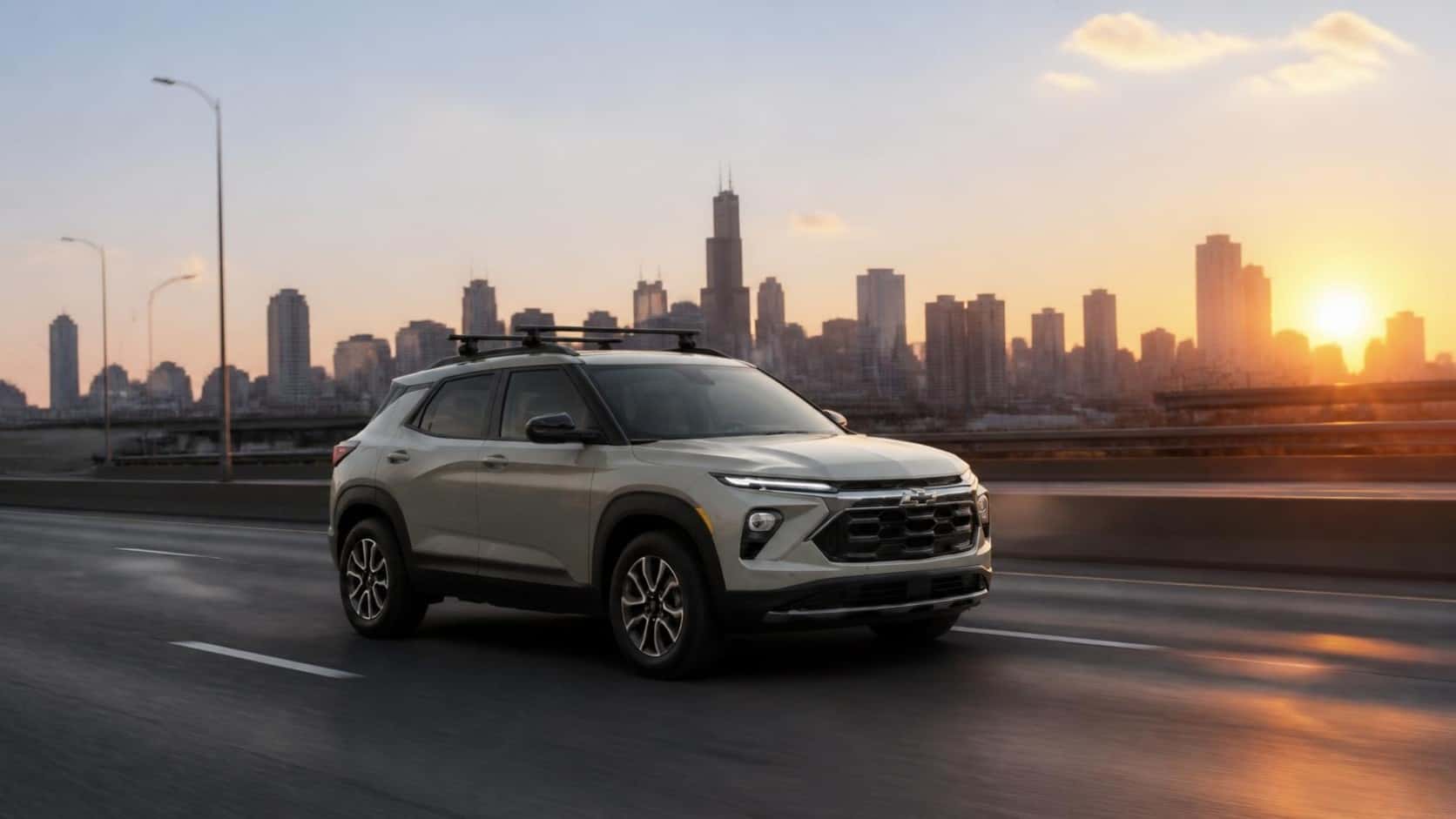 2027 Chevrolet Trailblazer on a Chicago expressway at Webb Chevy Oak Lawn, Oak Lawn, IL
