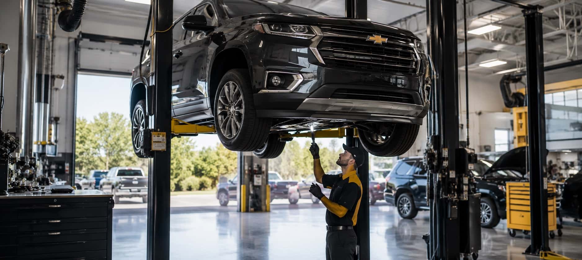 Certified GM technician performing service at Webb Chevy Plainfield