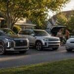 2026 Hyundai Palisade, Santa Fe, and IONIQ 5 at a Merrillville, Indiana park — Kelley Blue Book 2026 Best Family Cars at Webb Hyundai Merrillville