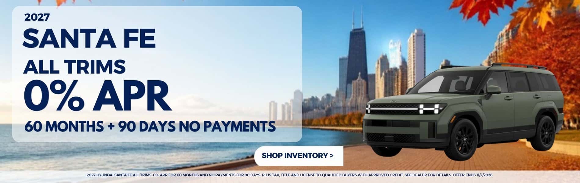 2027 Hyundai Santa Fe All Trims - 0% APR for 60 months plus 90 days no payments at Webb Hyundai Merrillville