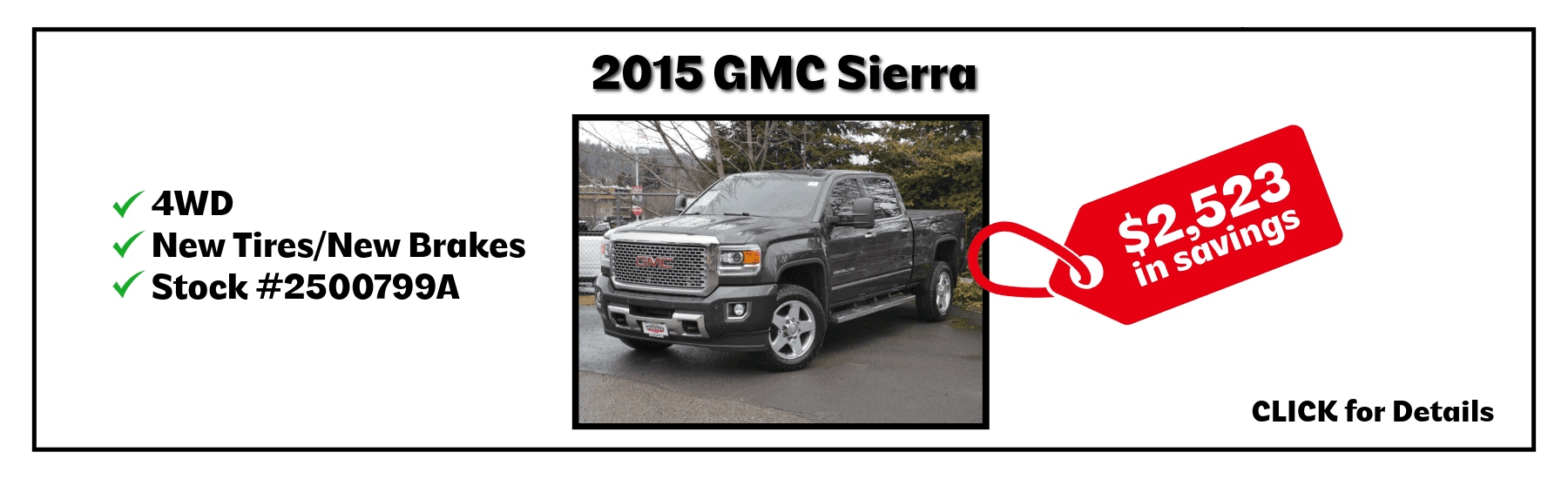A black 2015 GMC Sierra for sale with savings of $2,523