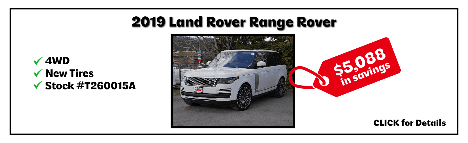 A white 2019 Ranger Rover for sale with savings of $5,088.