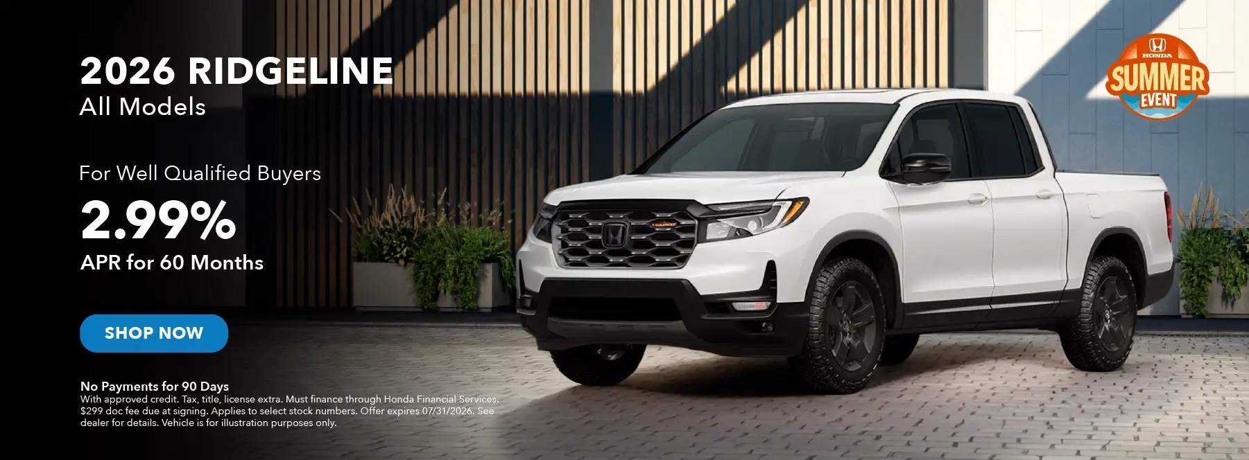 All 2026 Honda Ridgeline - Receive 2.99% APR for 60 Months