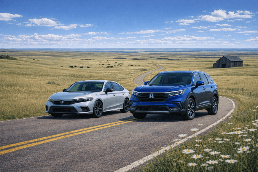 The Honda Accord and the Honda CR-V driving through the spring open road with update maintenance!