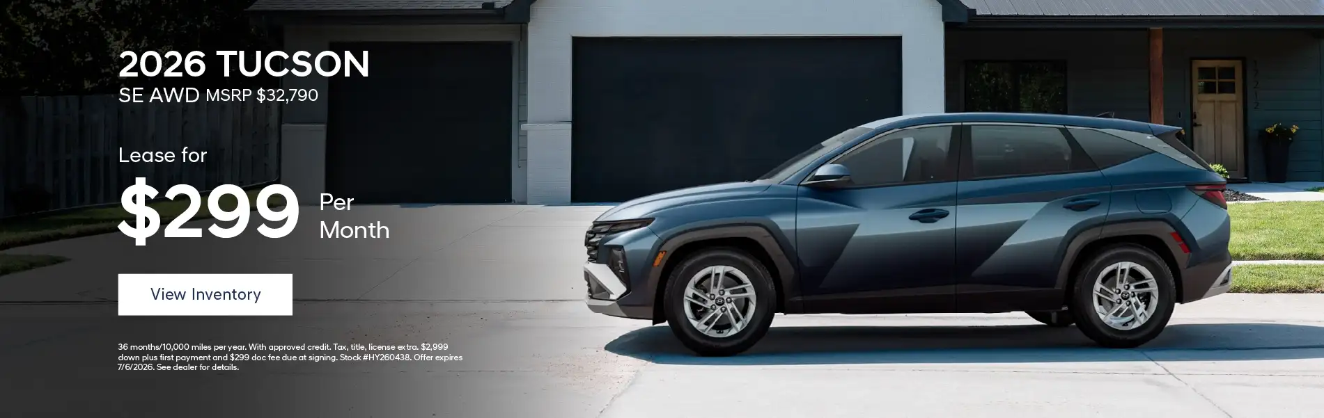 2026 HYUNDAI TUCSON SE AWD - Lease for $299 per month