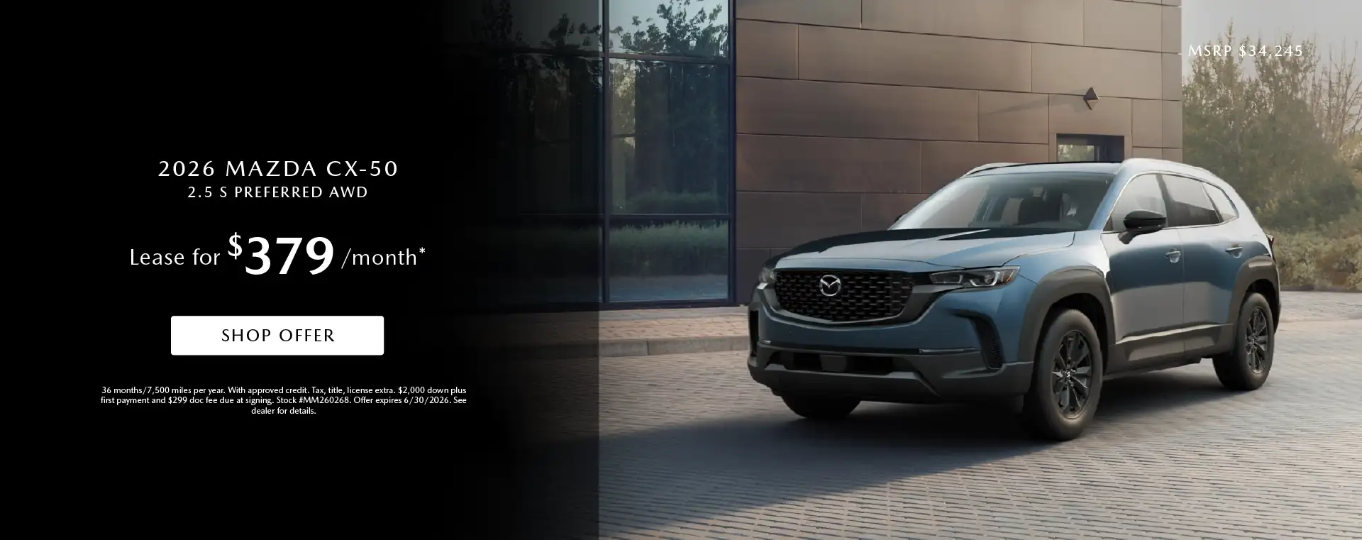 2026 Mazda CX-50 2.5 S Preferred AWD - Lease for $379 per month