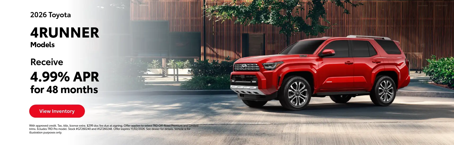 All In-Stock Select 2026 Toyota 4Runner Models - 4.99% APR for 48 Months*