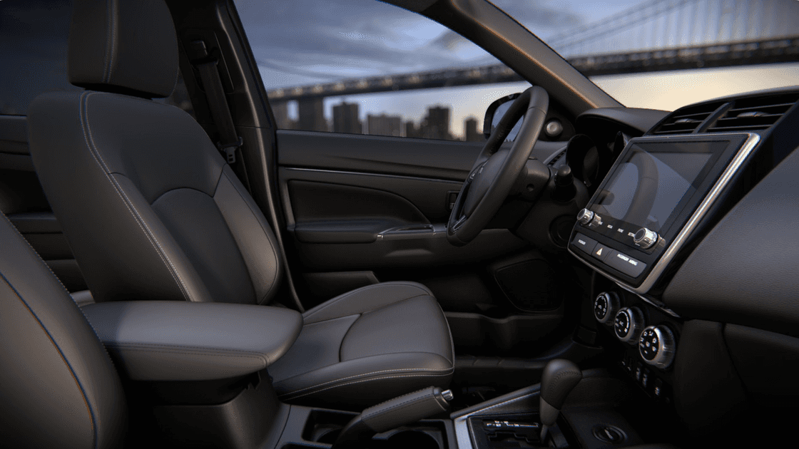 2025 Mitsubishi Outlander Sport front seat interior with console and control layout