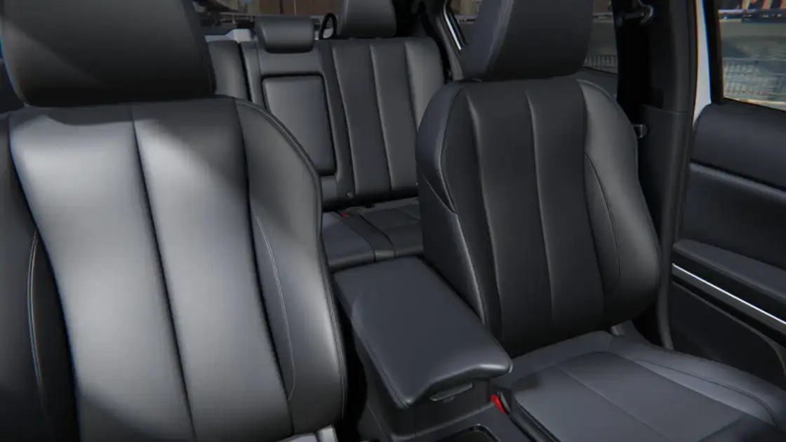 2026 Mitsubishi Eclipse Cross interior seating with black leather seats, rear legroom, and refined compact SUV cabin design