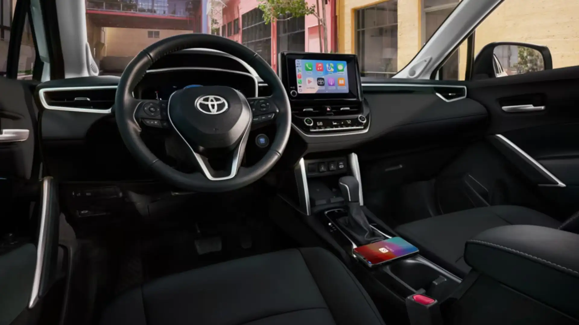 2025 Toyota Corolla Cross technology and connectivity featuring a modern dashboard with touchscreen display, smartphone integration, and digital controls for a connected driving experience.