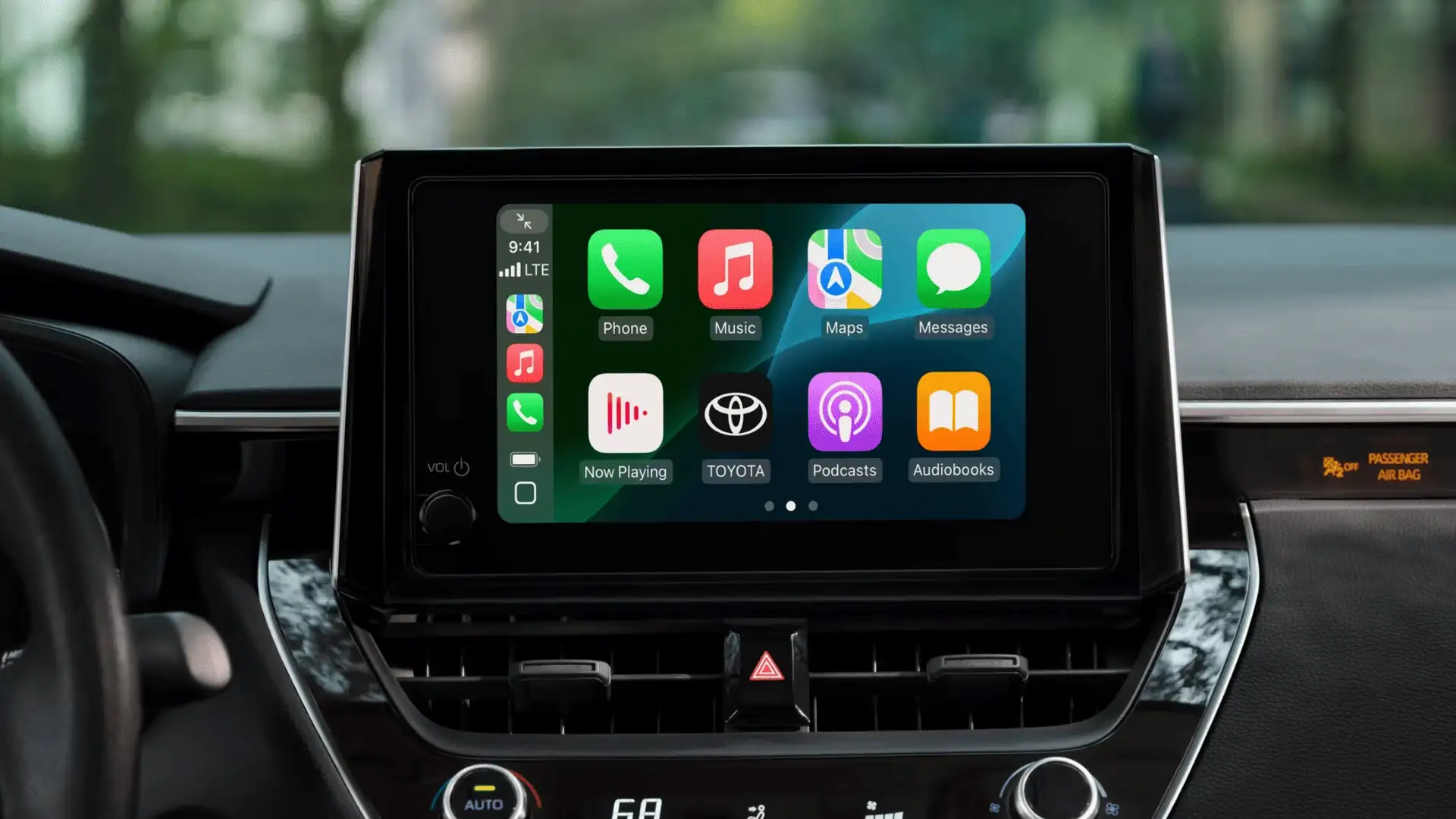 Interior cabin view of the 2025 Toyota Corolla Hybrid showing seating layout, center console controls, and driver-focused design.