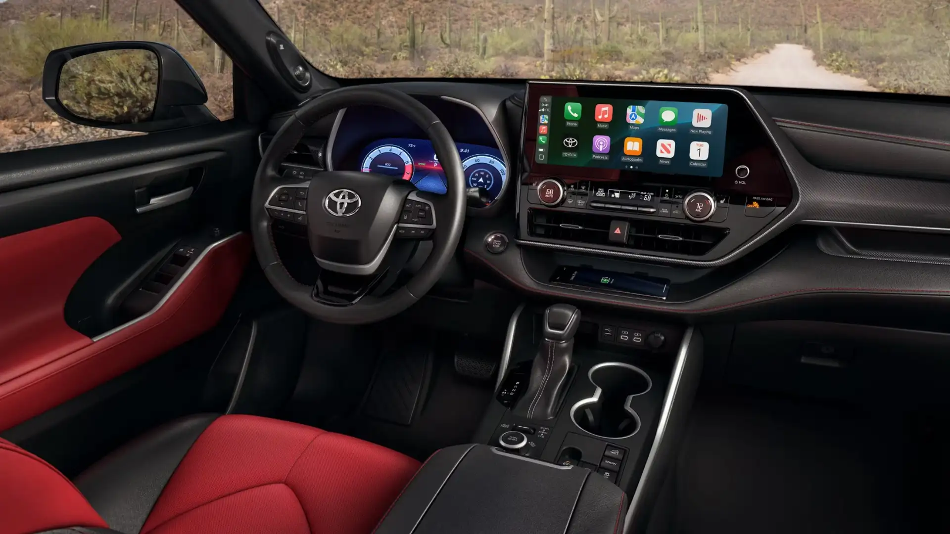 2025 Toyota 4Runner interior features and technology showing the cargo area with fold down rear seats, storage compartments, and premium SUV interior design.