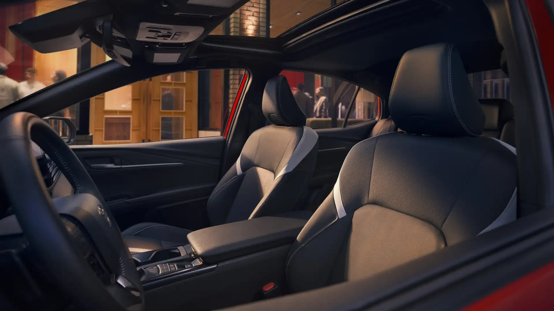 2026 Toyota Camry interior featuring premium seating materials, modern dashboard layout, and spacious front cabin design.