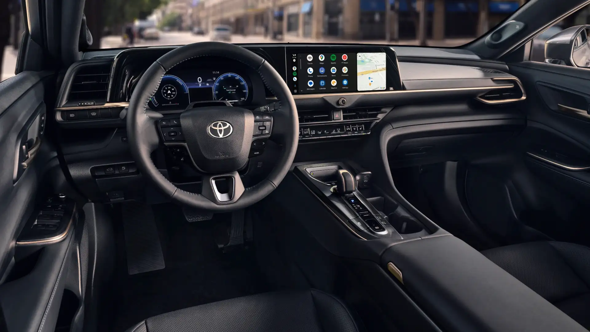 2026 Toyota Crown interior with spacious seating, ergonomic dashboard layout, center console controls, and refined cabin materials.